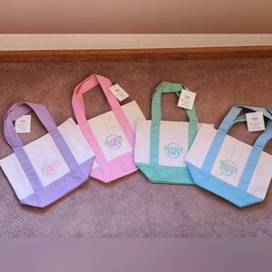 Trader Joe's Pastel Canvas Mini Tote Bag - Set of 4